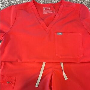 Figs Red Track Pants & Joggers